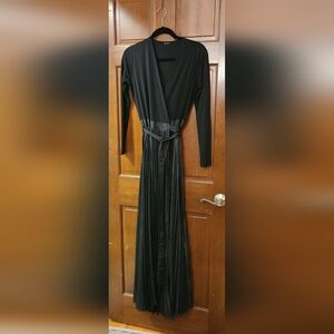 Lularoe wrap Dress black with black /silver skirt XS